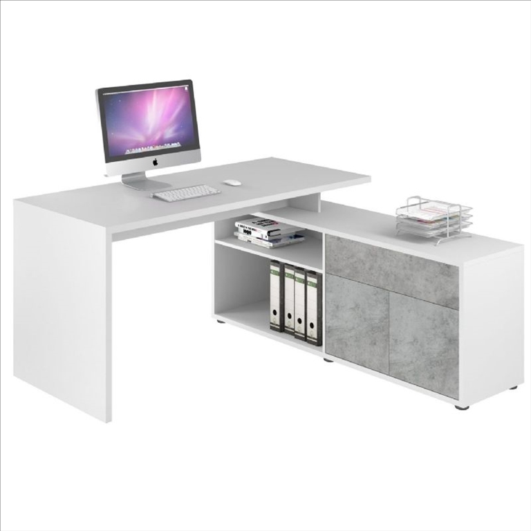 Maximus Dark Oak and Gloss White Corner Desk