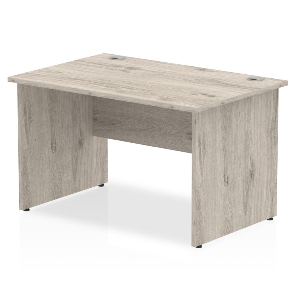 Impulse Straight Desk Grey Oak Top Panel End Leg