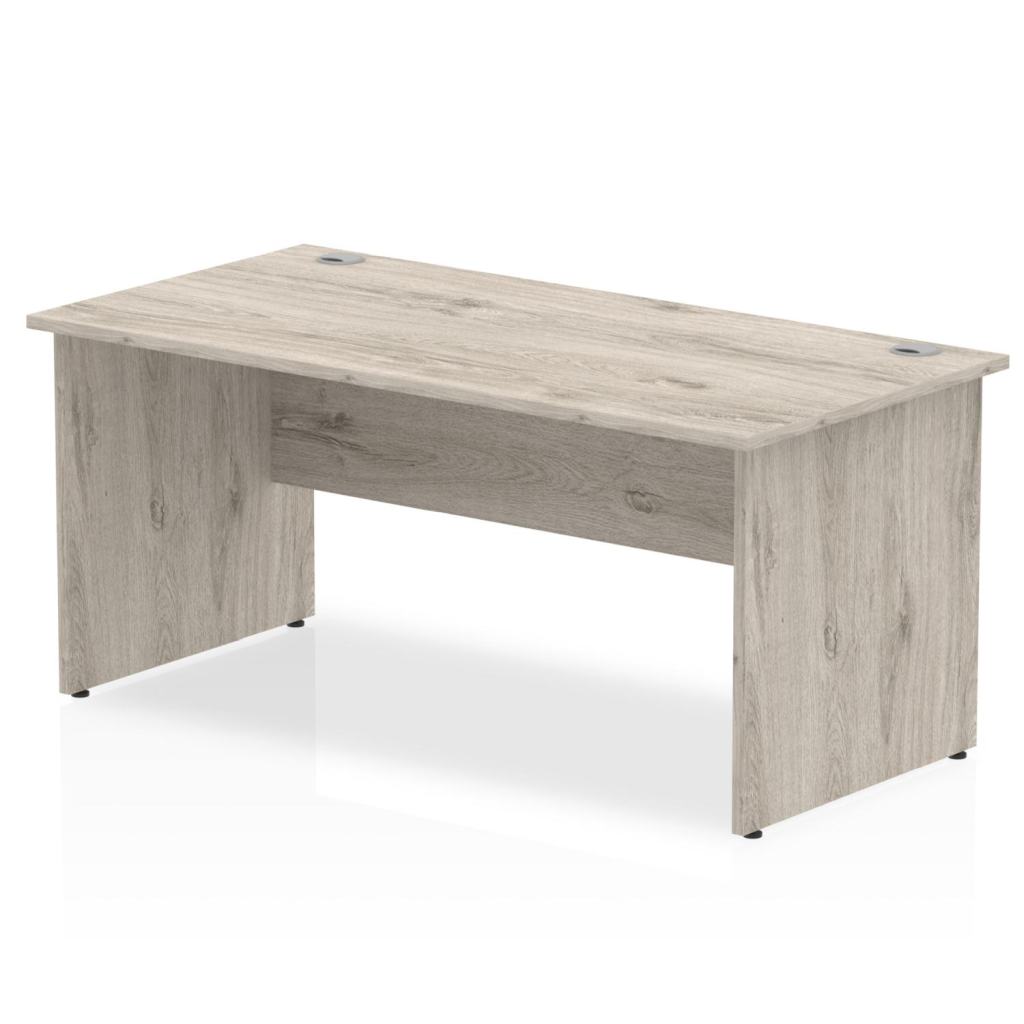 Impulse Straight Desk Grey Oak Top Panel End Leg